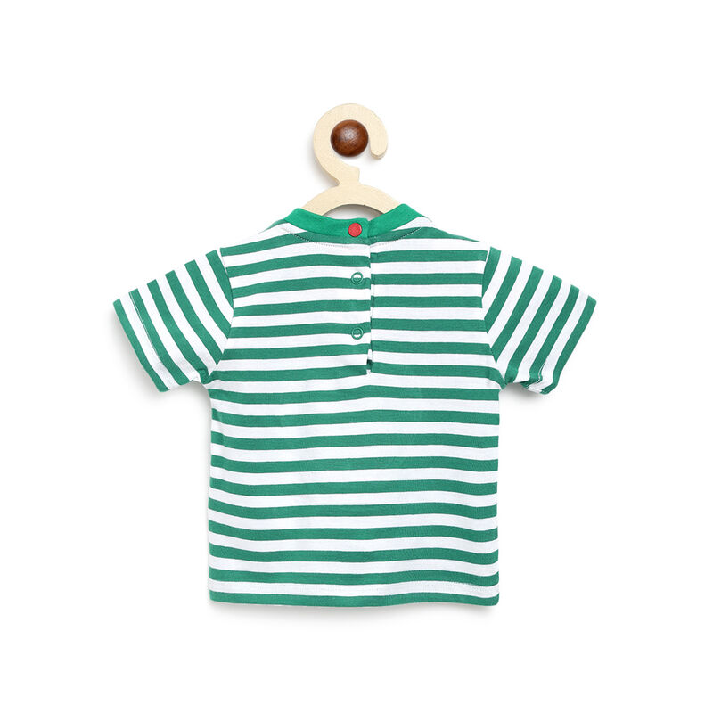 Boys White & Green Short Sleeve Knitted T-Shirt image number null